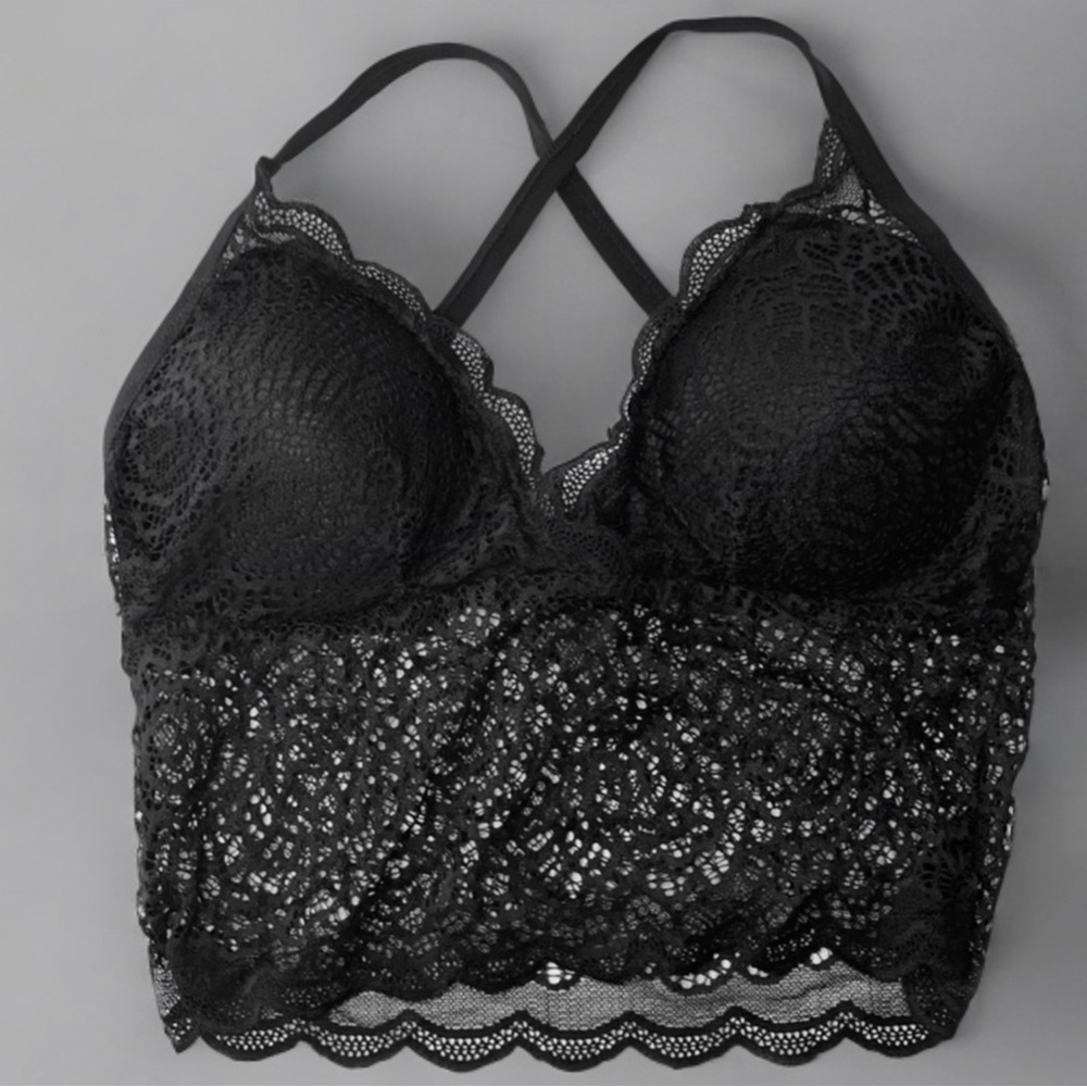 Bralette Black Lace Floral  34A